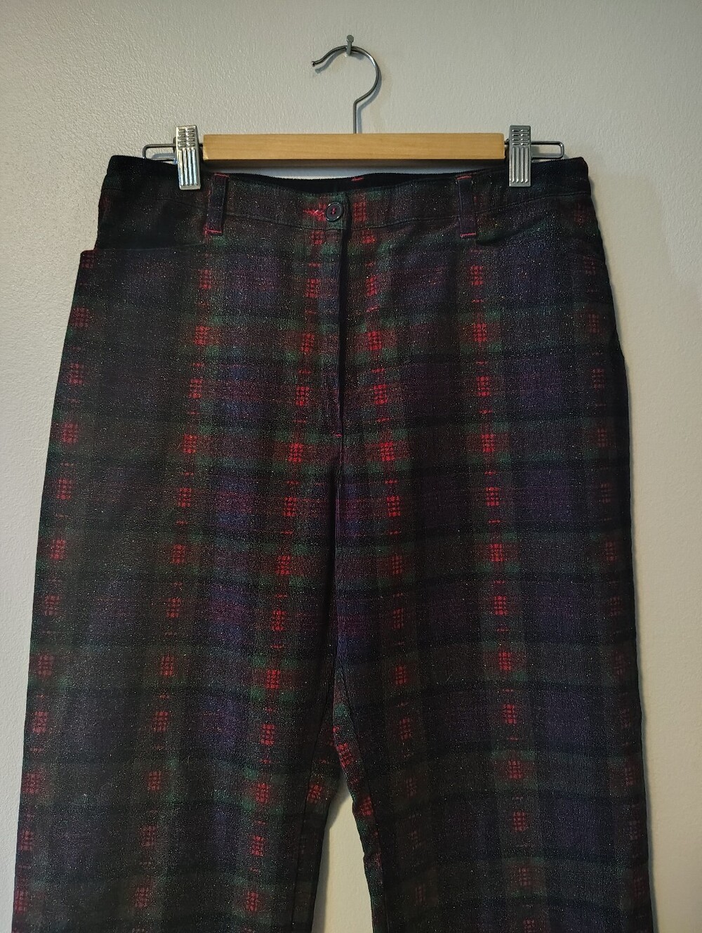 Tabi Glittered Plaid Corduroy Pants
